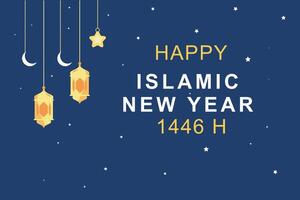 Happy Islamic new Year concept. Colored flat illustration isolated. vector