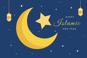 Happy Islamic new Year concept. Colored flat illustration isolated. vector