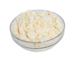 Cottage cheese on white photo