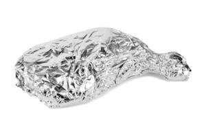 chicken leg wrapped in aluminum foil photo