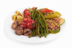 grilled vegetables on white photo
