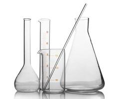 laboratory glassware on white photo