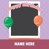 pink and ballon photo collage birthday template vector