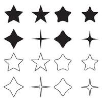 star shape outline set element design vector