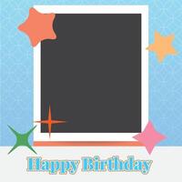 blue photo collage birthday template vector