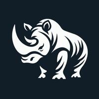 a white rhino with a black background vector