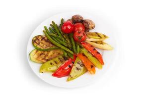 grilled vegetables on white photo