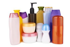 cosmetic products on white photo