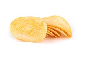 Potato chips on white photo