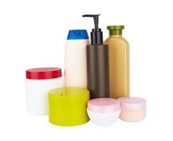 cosmetic products on white photo