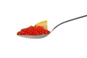 Teaspoon with red caviar photo