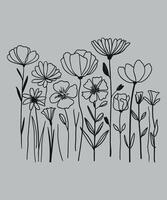 Hand drawn flat design simple flower outline vector