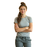 portrait of woman for body exercise on isolated png