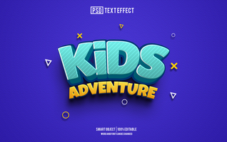 kids adventure text effect, font editable, typography, 3d text psd