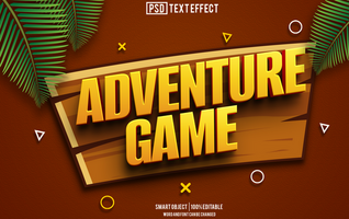 avventura gioco testo effetto, font modificabile, tipografia, 3d testo psd
