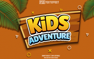kids adventure text effect, font editable, typography, 3d text psd