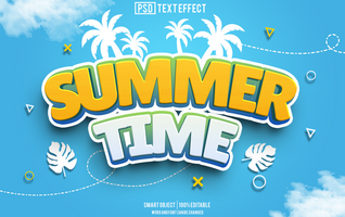 summer time text effect, font editable, typography, 3d text. psd