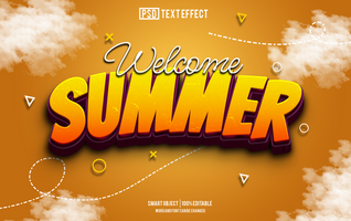 summer text effect, font editable, typography, 3d text. psd