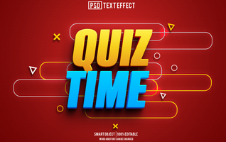 quiz time text effect, font editable, typography, 3d text psd