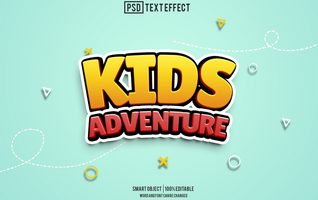 kids adventure text effect, font editable, typography, 3d text psd