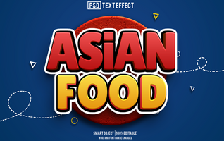 asian food text effect, font editable, typography, 3d text psd