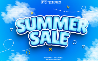 summer sale text effect, font editable, typography, 3d text psd