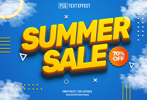 summer sale text effect, font editable, typography, 3d text psd