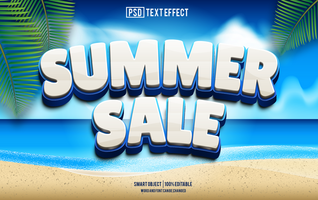 summer sale text effect, font editable, typography, 3d text psd