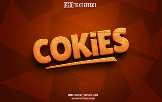 cookies text effect, font editable, typography, 3d text psd