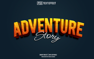 adventure text effect, font editable, typography, 3d text psd
