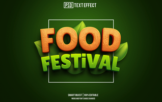 food festival text effect, font editable, typography, 3d text psd