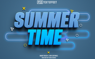 summer time text effect, font editable, typography, 3d text. psd