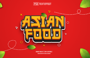 asiatisk mat text effekt, font redigerbar, typografi, 3d text psd