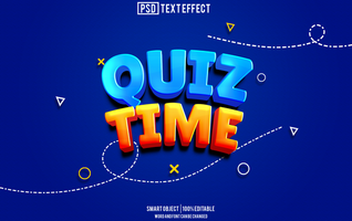 quiz tempo testo effetto, font modificabile, tipografia, 3d testo psd