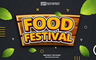 food festival text effect, font editable, typography, 3d text psd