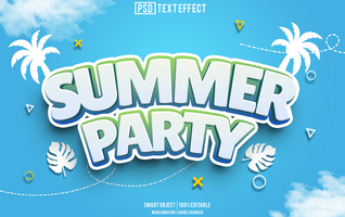 summer paty text effect, font editable, typography, 3d text. psd