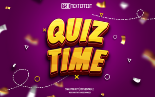 quiz tempo testo effetto, font modificabile, tipografia, 3d testo psd