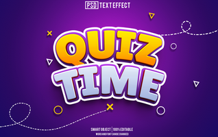 quiz tempo testo effetto, font modificabile, tipografia, 3d testo psd