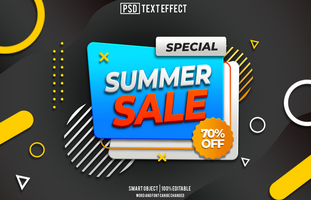 summer sale text effect, font editable, typography, 3d text psd