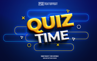 quiz tempo testo effetto, font modificabile, tipografia, 3d testo psd