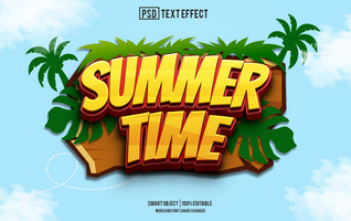 summer time text effect, font editable, typography, 3d text. psd