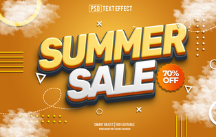 summer sale text effect, font editable, typography, 3d text psd