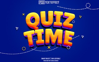 quiz tempo testo effetto, font modificabile, tipografia, 3d testo psd