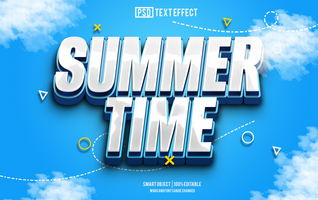 summer time text effect, font editable, typography, 3d text. psd