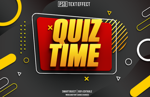 quiz tempo testo effetto, font modificabile, tipografia, 3d testo psd