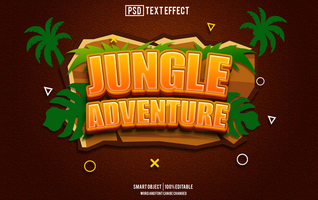 jungle adventure text effect, font editable, typography, 3d text psd