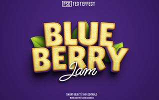 blue berry text effect, font editable, typography, 3d text psd