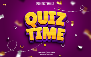 quiz tempo testo effetto, font modificabile, tipografia, 3d testo psd