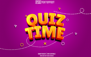 quiz tempo testo effetto, font modificabile, tipografia, 3d testo psd