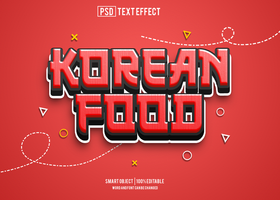 koreanska mat text effekt, font redigerbar, typografi, 3d text psd